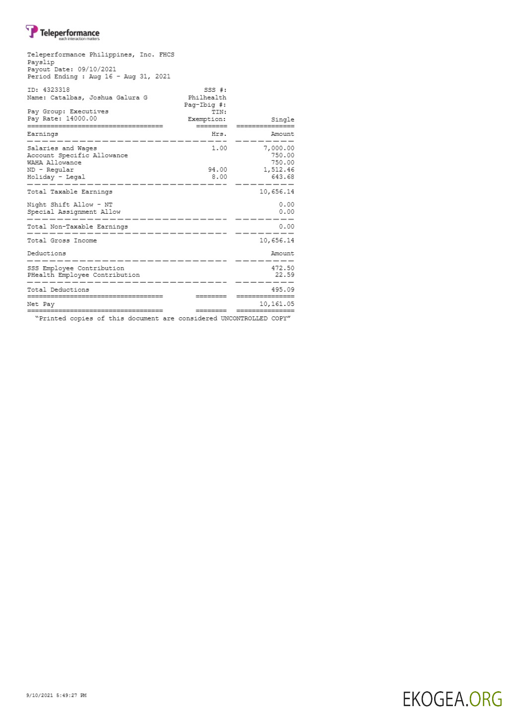 Modèle de fiche de paie de Teleperformance Philippines aux formats Word et PDF.pdf, 1